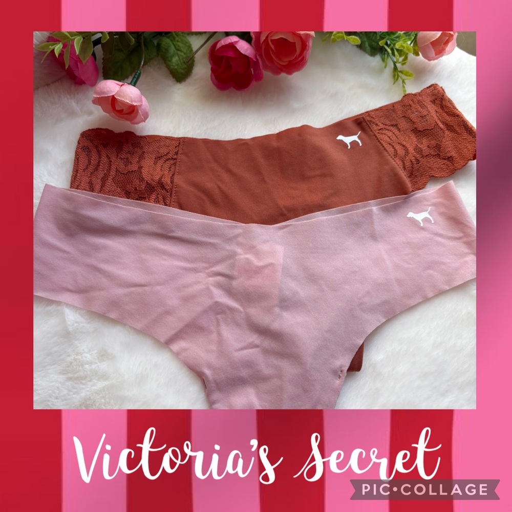 NWT PINK VS-Small Seamless Bikini Underwear Set Pink Rust Orange